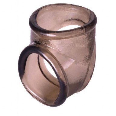 Дымчатое эрекционное кольцо с фиксацией мошонки, фото