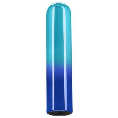 Голубой гладкий мини-вибромассажер Glam Vibe - 9 см., фото