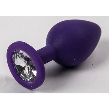 Фиолетовая силиконовая пробка с прозрачным кристаллом - 9,5 см., фото