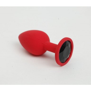 Красная анальная пробка с черным стразом - 7,6 см. фото 2
