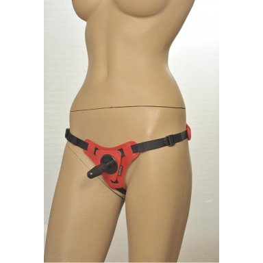 Красно-черные трусики с плугом Kanikule Strap-on Harness Anatomic Thong фото 2