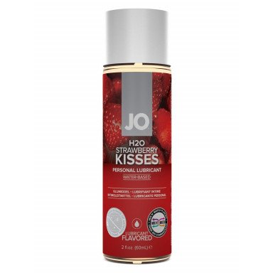 Лубрикант на водной основе с ароматом клубники JO Flavored Strawberry Kiss - 60 мл., фото