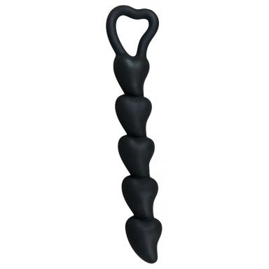 Анальная цепочка с звеньями-сердечками Black Velvet - 18,5 см., фото