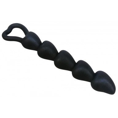 Чёрная анальная цепочка с звеньями-сердечками Black Velvet - 18,5 см. фото 3