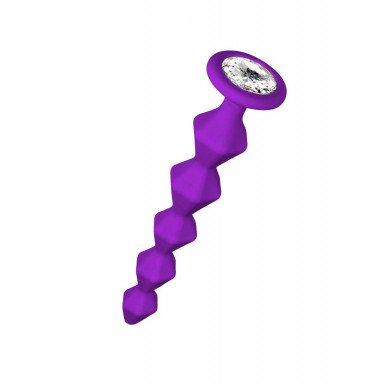 Фиолетовая анальная цепочка с кристаллом Buddy - 17,7 см., фото