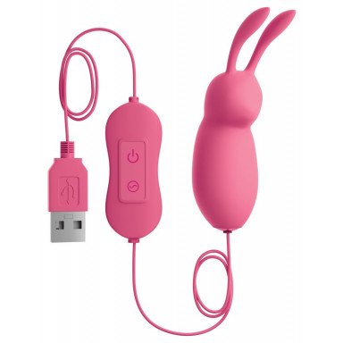 Розовая, работающая от USB вибропуля в форме кролика Cute, фото