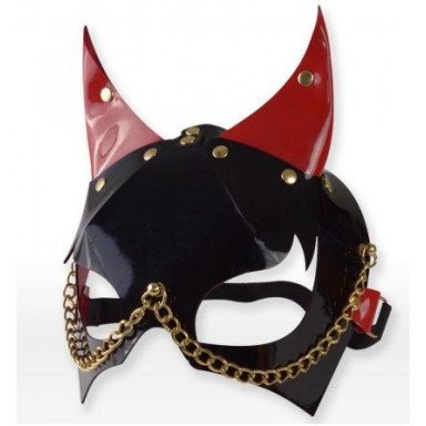 Черно-красная маска с рожками, фото