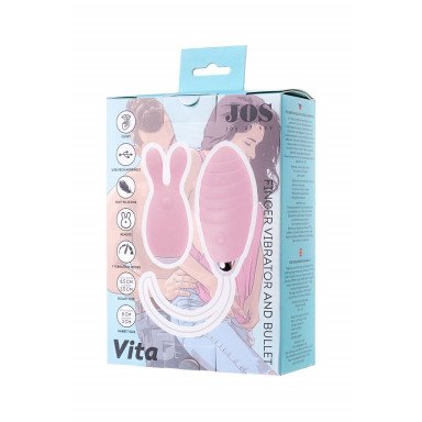 Нежно-розовый набор VITA: вибропуля и вибронасадка на палец фото 10