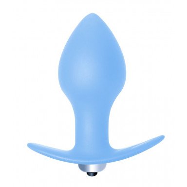 Голубая анальная вибропробка Bulb Anal Plug - 10 см., фото