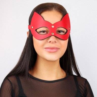 Красно-черная игровая маска с ушками, фото