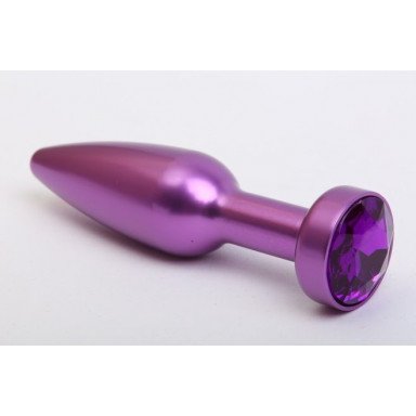 Фиолетовая анальная пробка с фиолетовым стразом - 11,2 см., фото