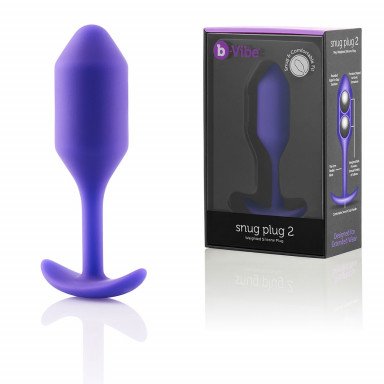 Фиолетовая пробка для ношения B-vibe Snug Plug 2 - 11,4 см., фото