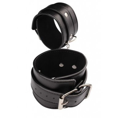 Черные кожаные наручники Classic Hand Cuffs, фото