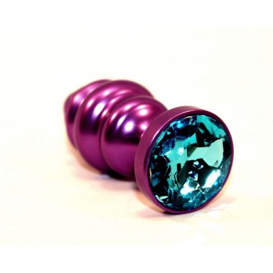 Фиолетовая рифленая пробка с голубым кристаллом - 7,3 см. фото 2