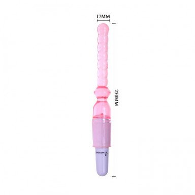 Тонкий розовый вибратор для анальной стимуляции - 25 см. фото 4