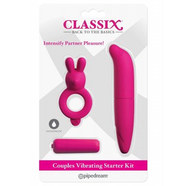 Ярко-розовый вибронабор для пар Couples Vibrating Starter Kit фото 2