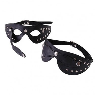 Чёрная кожаная маска с велюровой подкладкой, фото