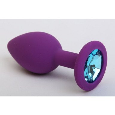 Фиолетовая силиконовая пробка с голубым стразом - 8,2 см., фото
