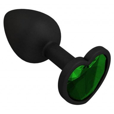 Черная силиконовая пробка с зеленым кристаллом - 7,3 см., фото
