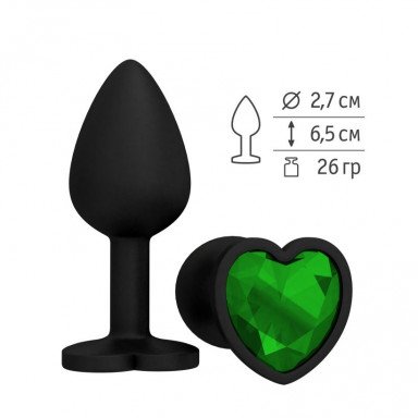 Черная силиконовая пробка с зеленым кристаллом - 7,3 см. фото 2