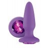 Фиолетовая анальная пробка с фиолетовым кристаллом Glams Purple Gem - 10,4 см., фото