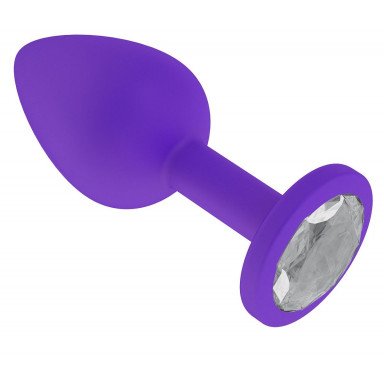 Фиолетовая силиконовая пробка с прозрачным кристаллом - 7,3 см. фото 2
