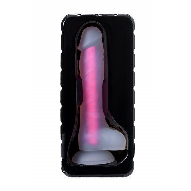 Прозрачно-розовый фаллоимитатор, светящийся в темноте, Tony Glow - 20 см. фото 6