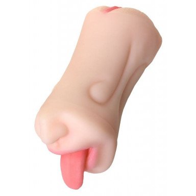 Телесный двусторонний мастурбатор Fruity Tongue - ротик и вагина, фото