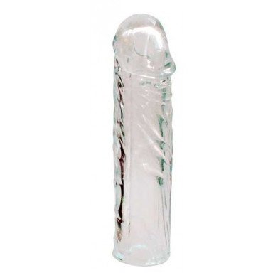 Закрытая прозрачная насадка-фаллос Crystal sleeve - 16 см., фото
