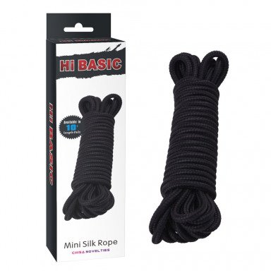 Хлопковая черная верёвка для любовных игр Mini Silk Rope - 10 м. фото 2