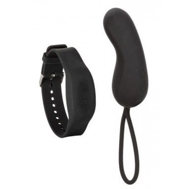 Черное виброяйцо с браслетом-пультом Wristband Remote Curve, фото