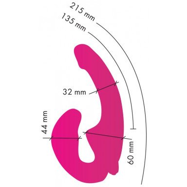 Ярко-розовый анатомический страпон с вибрацией фото 3