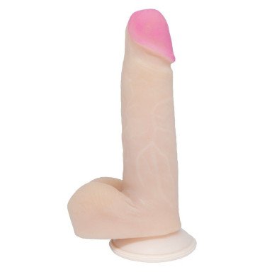 Реалистичный фаллоимитатор с нежно-розовой головкой - 18,5 см., фото