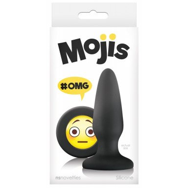 Черная силиконовая пробка среднего размера Emoji OMG - 10,2 см. фото 2