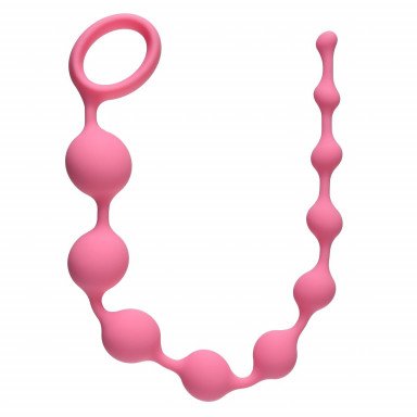 Розовая анальная цепочка Long Pleasure Chain - 35 см., фото