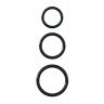 Набор из трех черных эрекционных колец Silicone 3-Ring Stamina Set, фото