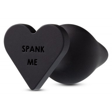 Черная анальная пробка с основанием-сердечком Spank Me Butt Plug - 8,5 см. фото 2