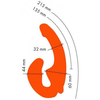 Оранжевый анатомический страпон с вибрацией фото 3