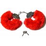 Шикарные наручники с пушистым красным мехом, фото