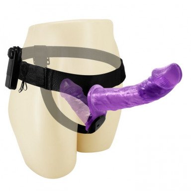 Женский фиолетовый страпон с вагинальной вибропробкой Ultra - 17,5 см. фото 3