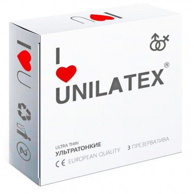 Ультратонкие презервативы Unilatex Ultra Thin - 3 шт., фото