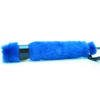Лаковый стек с синей меховой ручкой - 64 см. фото 3