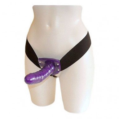 Фиолетовый женский страпон на эластичных ремешках - 16 см., фото
