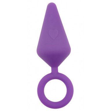 Фиолетовая анальная пробка с кольцом Candy Plug L - 13,2 см., фото