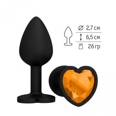 Черная силиконовая пробка с оранжевым кристаллом - 7,3 см. фото 2
