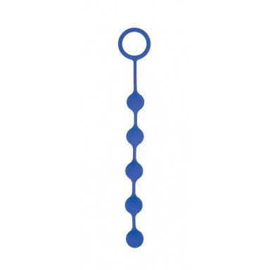 Синяя анальная цепочка с кольцом-ограничителем - 23 см., фото