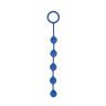 Синяя анальная цепочка с кольцом-ограничителем - 23 см., фото