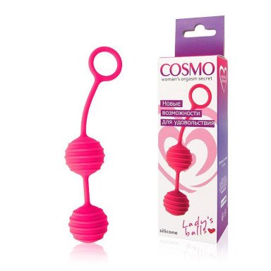 Розовые вагинальные шарики с ребрышками Cosmo фото 2