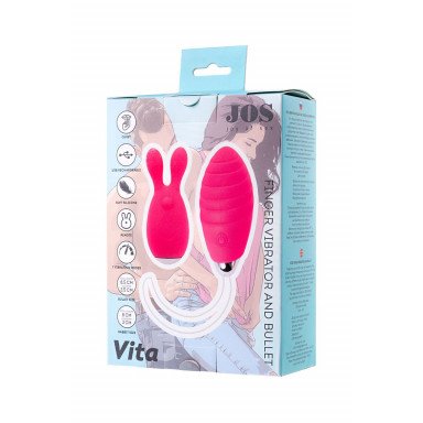 Розовый набор VITA: вибропуля и вибронасадка на палец фото 10