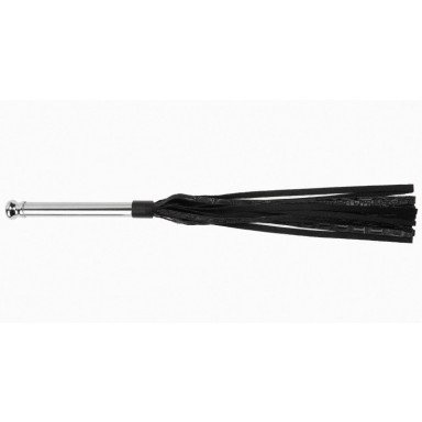 Черная многохвостая плеть с металлической ручкой - 44 см. фото 2